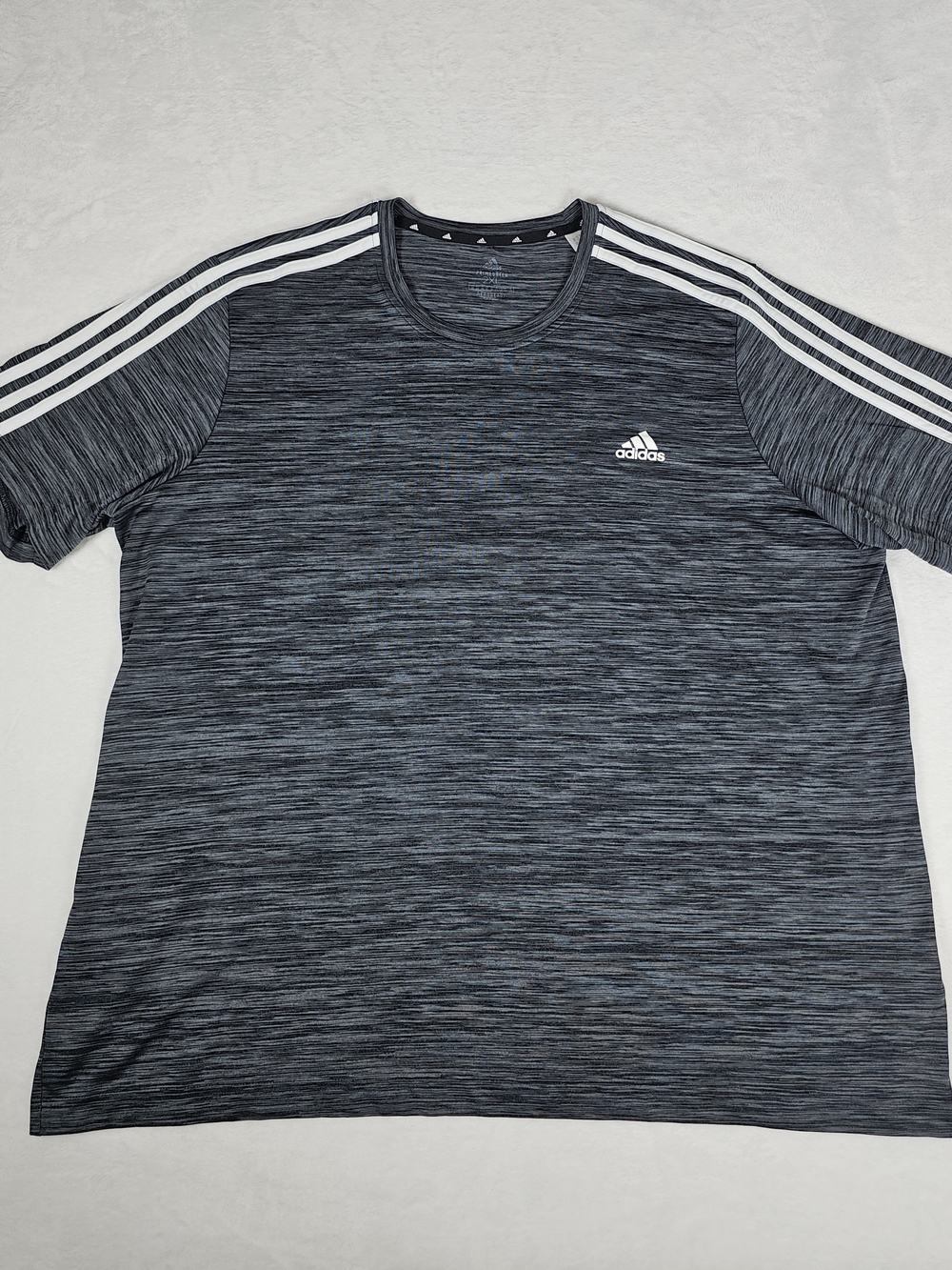 adidas Men’s Heathered Dark Gray Short Sleeve Training Tee White Stripes XXL
